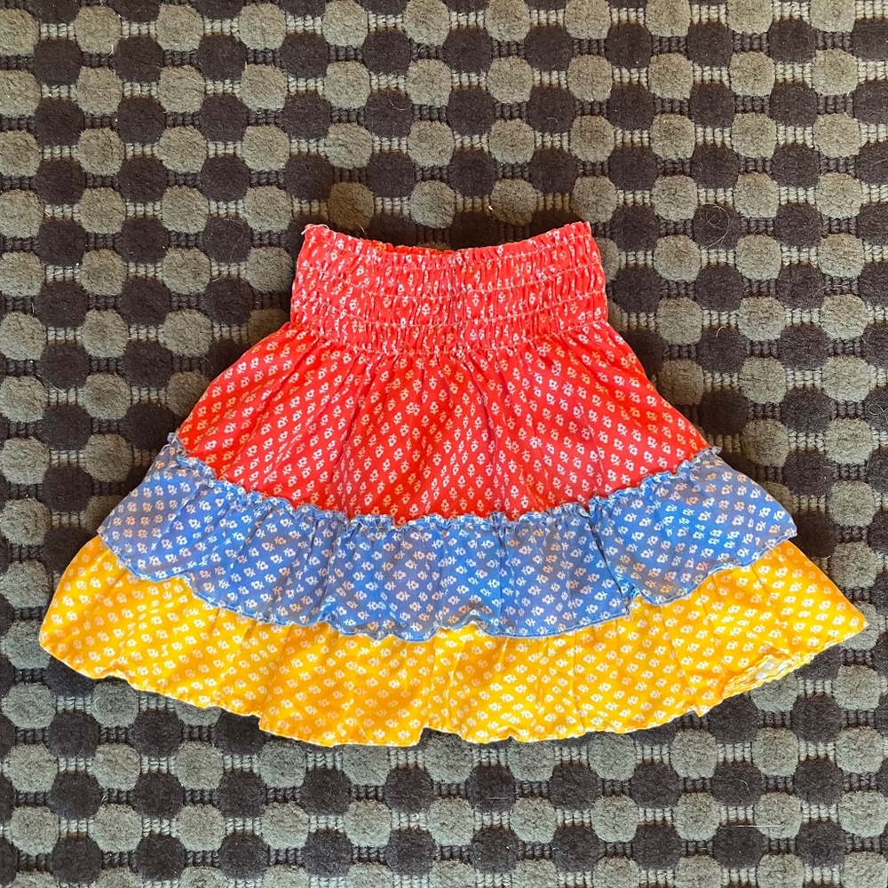 1970s Girl's Fabulous Colorful Cotton Tiered Summer Skirt with